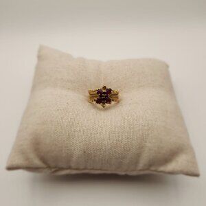 14K Gold Garnet Cluster Ring – Size 7 – 4.7g –January Birthstone – Vintage Style